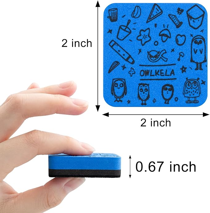 OWLKELA 30 Pack Magnetic Blue Whiteboard Eraser, EVA Material with Felt Bottom for Cleaning Dry Erase Markers on Magnetic Soft Whiteboard, Glass Whiteboard and Dry Erase Board