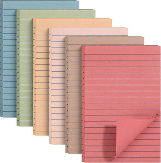 Mr. Pen- Lined Sticky Notes, 4" x 6", 6 Pads, 60 Sheets/Pad, Vintage Color, Sticky Notes with Lines, Ruled Post Stickies, Memo Pads, Self-Stick Note Pad for Office, School, Home, Study