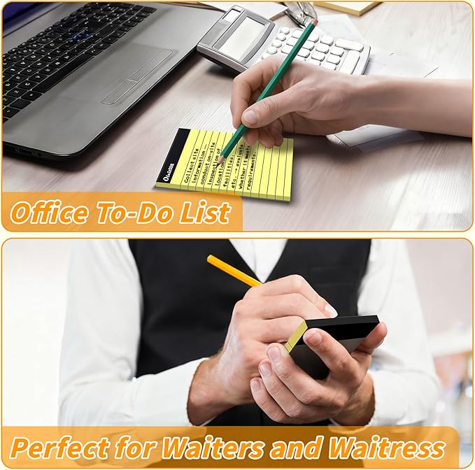 Oleitodh 4x6 Notepads – 48 Pack Yellow Memo Pads Small Writing Pads with Perforated Lined Pages, Mini Note Pads 30 Sheets per Lined Note Pads 4x6, Pocket Notepads for Office School Home Supplies