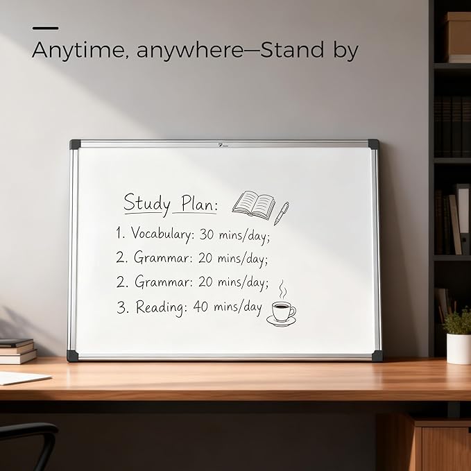TOWON Magnetic Dry Erase Whiteboard 36 x 24 in, Large White Board for Wall, 3 x 2 Ft Whiteboard with Marker Tray & 2 Magnets, Silver Aluminum Frame for Office, Classroom & Home