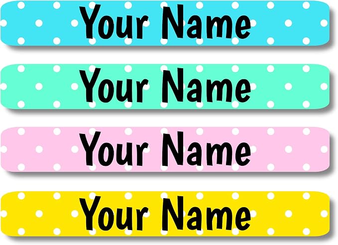 Lovable Labels Personalized Labels for Kids (120 Labels) - Waterproof Dishwasher Safe Peel and Stick Labels are Great for School Supplies Daycare Camp Bottles (Designer Series Polka-Dot)
