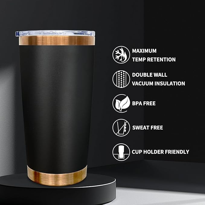 20 oz Tumbler Bulk 4 Pack Stainless Steel Tumbler with Lid and Straw, Double Wall Vacuum Insulated Travel Coffee Mug for Laser Engrave, Powder Coated Cup for Hot and Cold Drinks (Black,4 pack)
