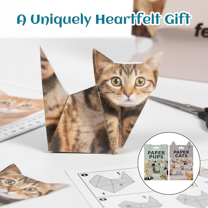 2Pcs Paper Cats Origami Kit, DIY Papers Cats and Dogs, Creative Paper Origami Cats Kit Suitable for Sports Enthusiasts and Fashion Accessories