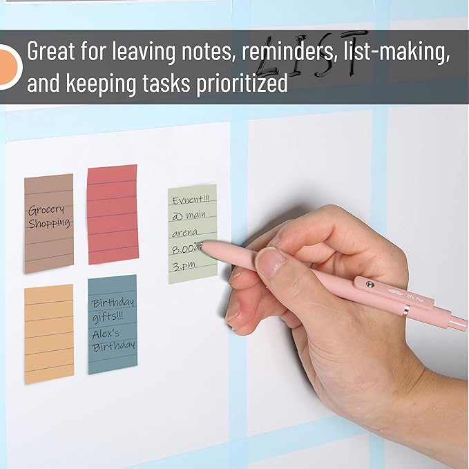Mr. Pen- Small Lined Sticky Notes, 1.5" x 2", 6 Pads, 60 Sheets/Pad, Vintage Color, Small Sticky Notes with Lines, Ruled Post Stickies, Memo Pads, Self-Stick Note Pad for Office, School, Home, Study