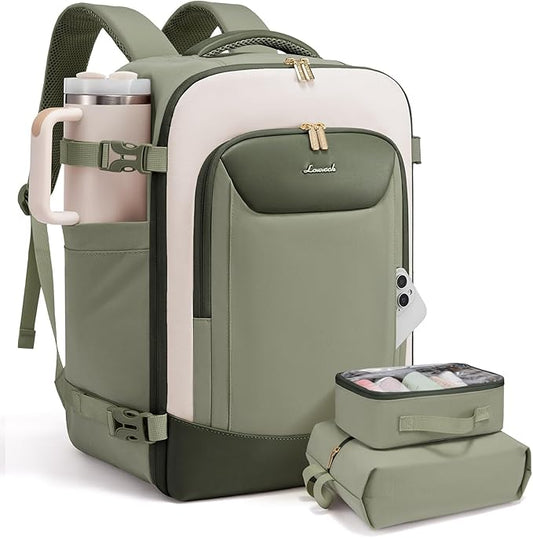 LOVEVOOK 40L Travel Backpack for Women Men, Large Carry on Backpack for Airplanes TSA Personal Item Travel Bag fits 15.6" Laptop, Waterproof Weekender Essentials Airline Approved with 2 Packing Cubes