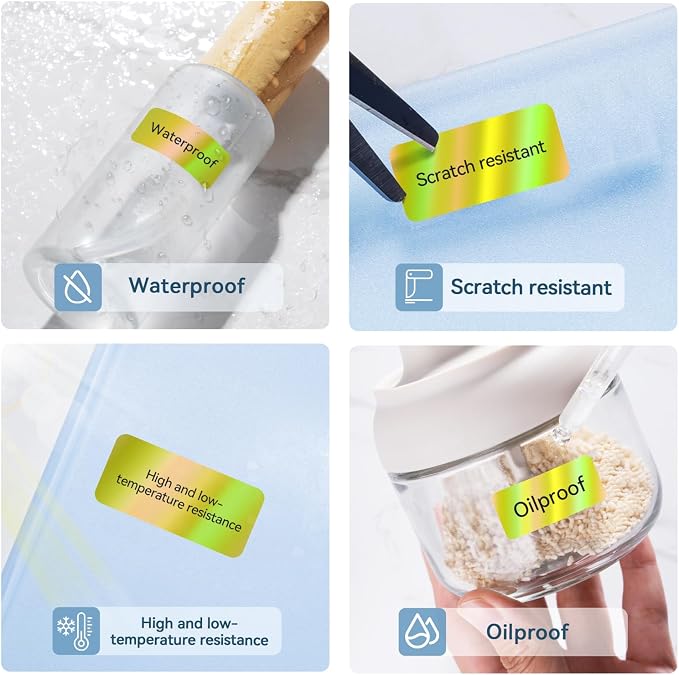 NIIMBOT Thermal Transfer Labels 0.55''x1.18'', Only for N1/B18 Label Maker | 14mmx30mm, 190 Labels/Roll, PET Material, Waterproof and High-Temperature Resistance, Long Storage Time, Hologram Yellow