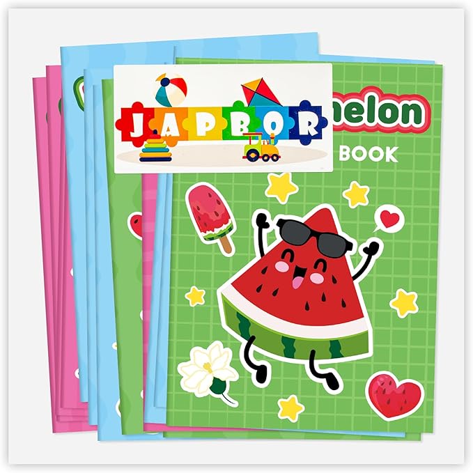 JAPBOR Watermelon Activity Coloring Books - 24PCS Mini Fruit Color Activities Book Bulk for Party Favor, Summer Watermelons Small DIY Colour Pages for Birthday Gifts Class Drawing Painting Games