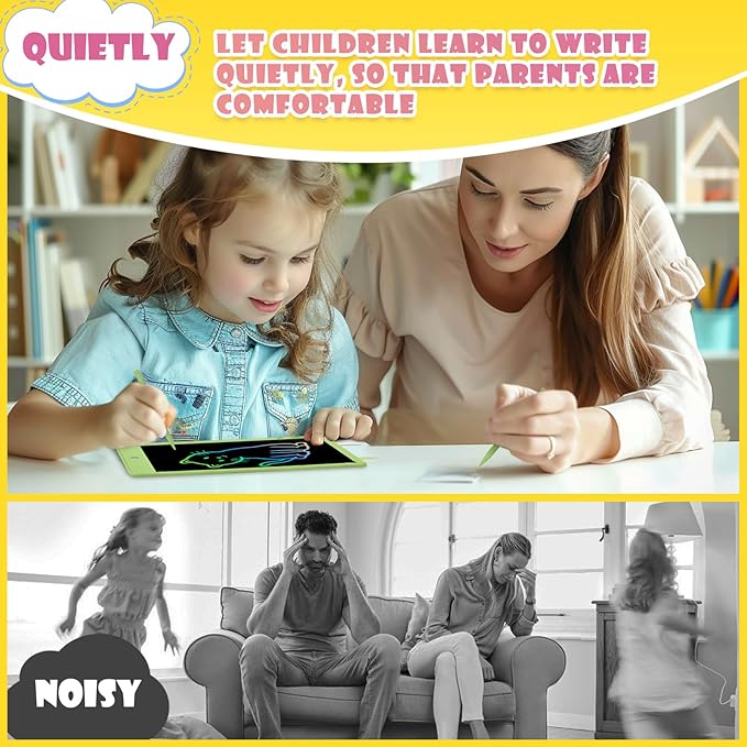 EooCoo LCD Writing Tablet for Kids, Road Trip Essentials 10 Inch Kids Drawing Pad, No Mess Coloring Books for Toddler, Travel Toys Car Airplane Activities, Birthday Gifts for 3-8 Years Old Girls Boys