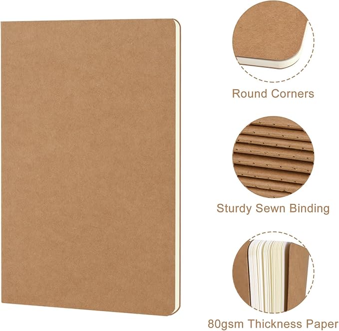 ZCZN 60 Pack Kraft Pocket Notebooks Bulk, 3.5 X 5.5 Inches Blank Paper Journaling Notebooks, 30 Sheets/60 Pages, Mini Journal Notebooks for Work, Writing, Drawing Memo Notepad(Kraft Cover)