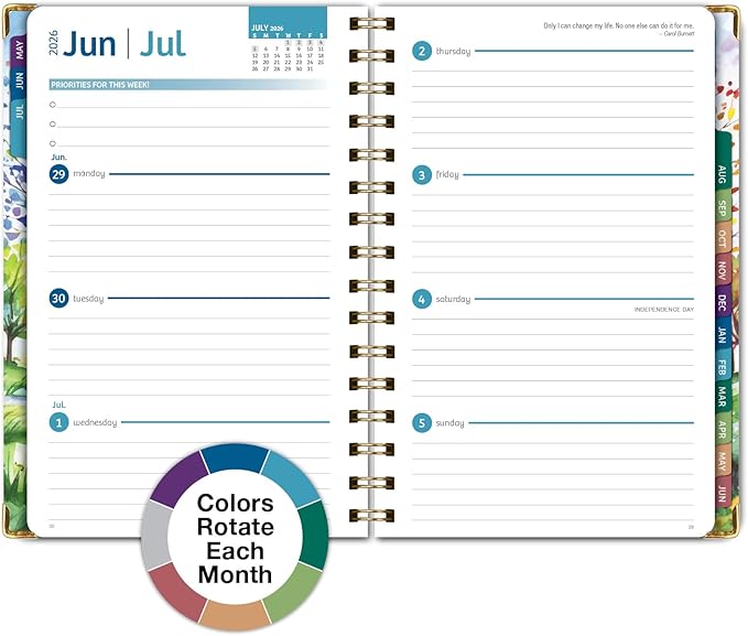 HARDCOVER Academic Year 2026-2027 Planner: 14 Months (May 2026 Through June 2027) 5.5"x 8" Daily Weekly Monthly Planner Yearly Agenda. Bookmark, Pocket Folder and Sticky Note Set (Tree Seasons)