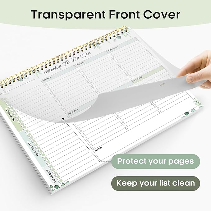 Taja Weekly To Do List Notepad with 52 Undated Sheets（8.5"×11"）- Weekly Desk Planner for Women & Man, Work and Home - 1 Pack Serene Green