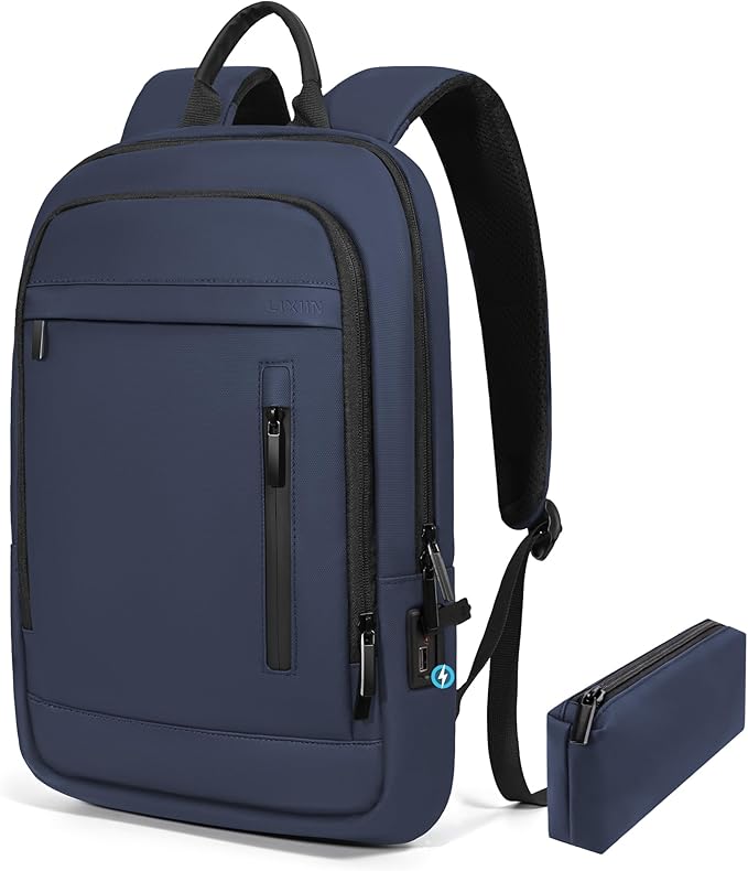 Business Backpack for Men Lightweight Commute Laptop Backpack Anti-Theft Water Resistant Backpack for 15.6 Inch Computer for Daily Office Work with Small Bag (Blue, 15.6")