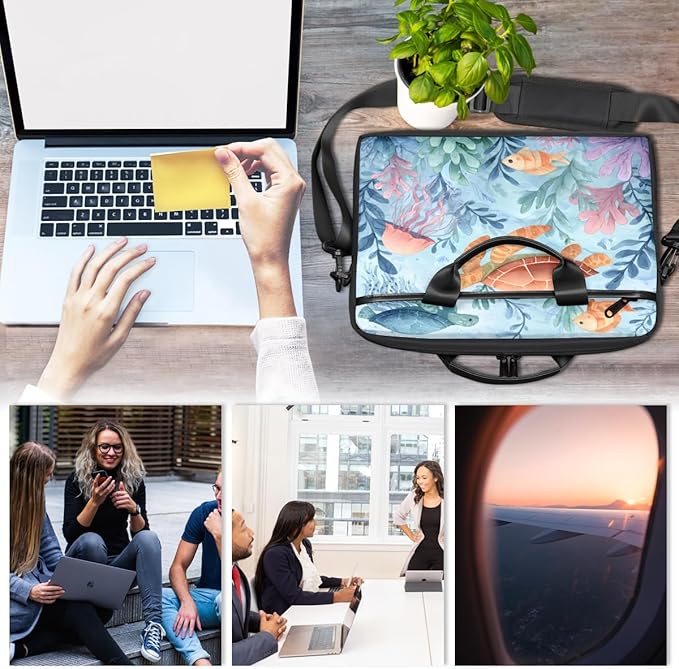 Tropical Sea Turtle Laptop Sleeve Case for 13-15 inch Computer Bag Protective Laptop Handle Bag for Women Men