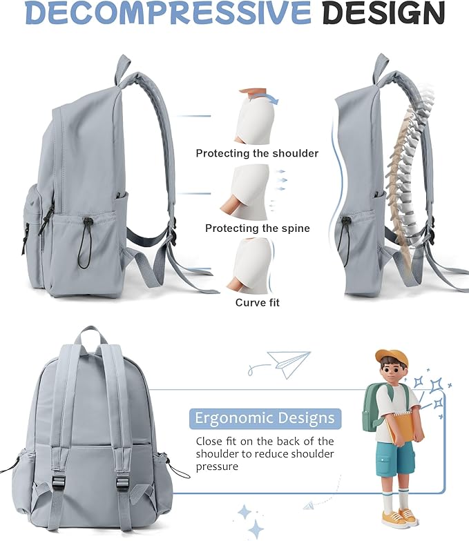 Blue Backpack for School, High School Bookbag Back Pack for Teens Girls Boys, Lightweight College Backpack Book Bag for Women Men, Simple Casual Daypack Backpack Mochilas Escolares para Adolescentes
