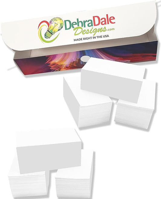 White Mini Index Cards 1,000 Count – Blank Unpunched 2"×3.5" Study Cards – Unruled Durable Cardstock – USA Made – Debra Dale Designs