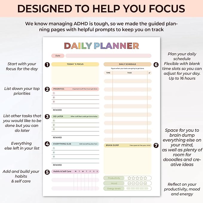 Adhd Cleaning Planner - Reusable Adhd Clean Planner for Adults Cleaning and Organizing Planners Daily Weekly Monthly - Cleaning Schedule and Checklist ADHD Planners for Women Editable Household Schedule Planners 2026