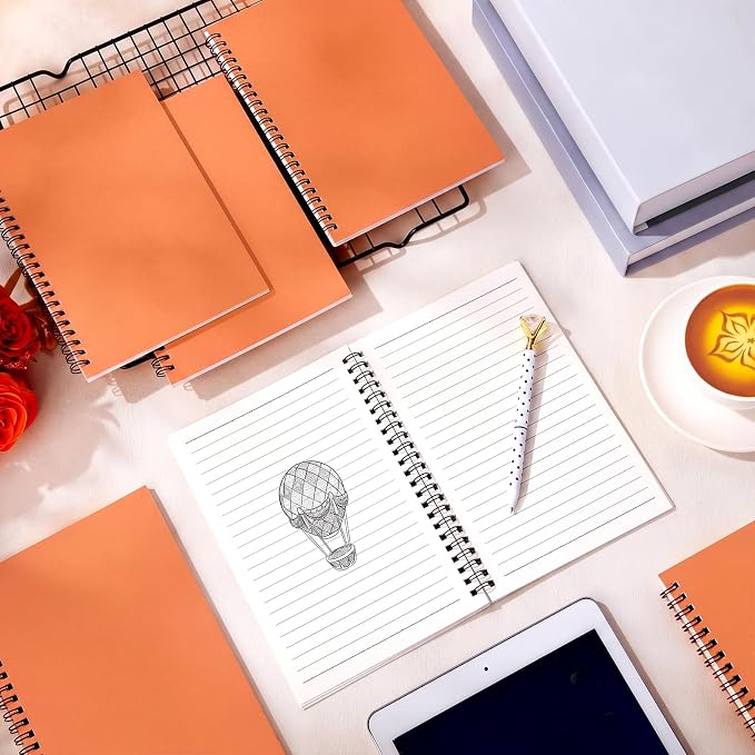 Yahenda 6 Pcs Spiral Notebooks, 1 Subject, Wide Ruled, Orange