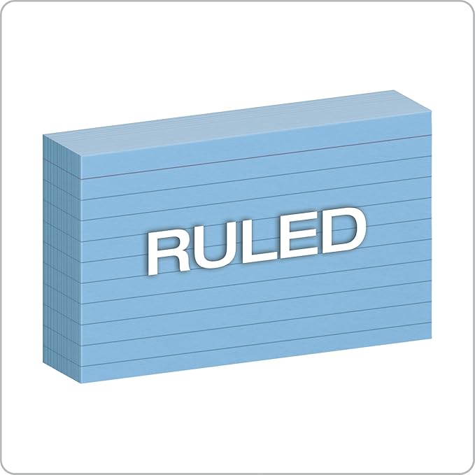 Oxford Ruled Color Index Cards, 3" x 5", Blue (7321 BLU), 100 Count (Pack of 2)