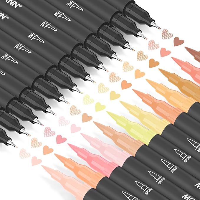 Skin Tone Markers, 12 Pack Dual Brush Pens for Art Drawing Sketching
