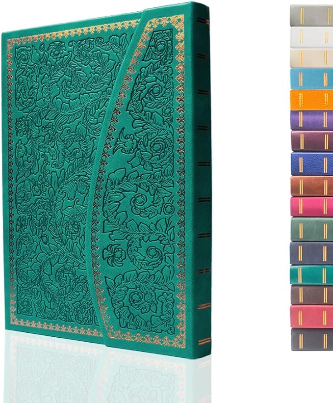 VICTORIA'S JOURNALS Magnet Journal, Carving Vintage Notebook Faux Leather Hard Cover Personal Diary Lined Pages Ribbon Bookmark, 8'' x 5.7''