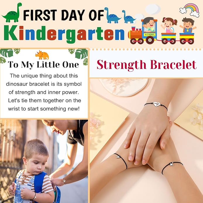 UNGENT THEM Back to School Bracelet Mother Son Dinosaur First Day of School Gifts for Boys Girls