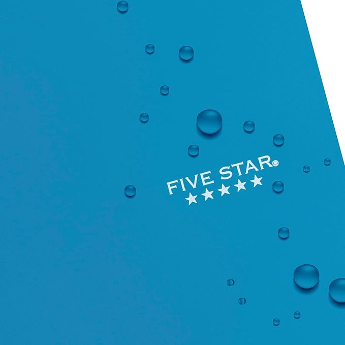 Five Star Spiral Notebook + Study App, 5 Subject, Wide Ruled Paper, 8" x 10-1/2", 200 Sheets, Fights Ink Bleed, Water Resistant Cover, Tidewater Blue (73196)