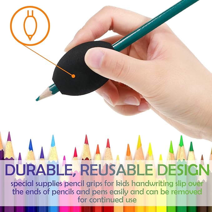 Outus 12 Pieces Pen Grip Kids Adult Egg Pencil Pen Grip Handwriting Pen Grips Foam Pen Grips Pen Writing Aid Holder Soft Cushioned for Drawing Student Right or Left Handed Use(Black)