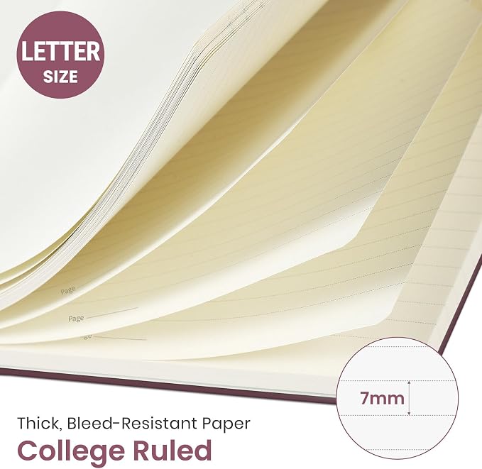 Taja Large Spiral Lined Journal for Women and Men, Notebook for Work