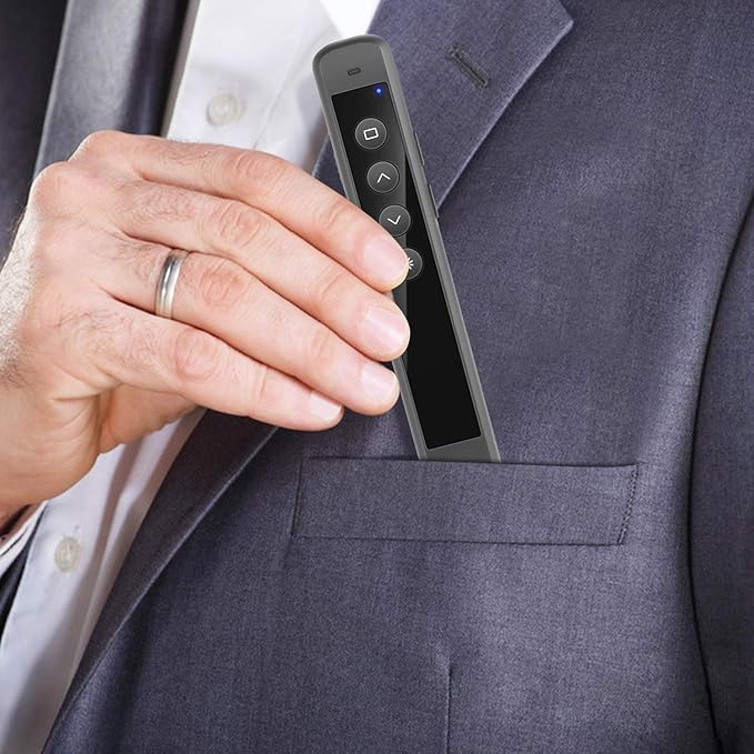 Rechargeable Presentation Clicker for PowerPoint - RF 2.4GHz Wireless Presenter Remote with Laser Pointer, Support Hyperlink&Volume Compatible with PPT/Keynote/Slides/Mac/Windows/Laptop