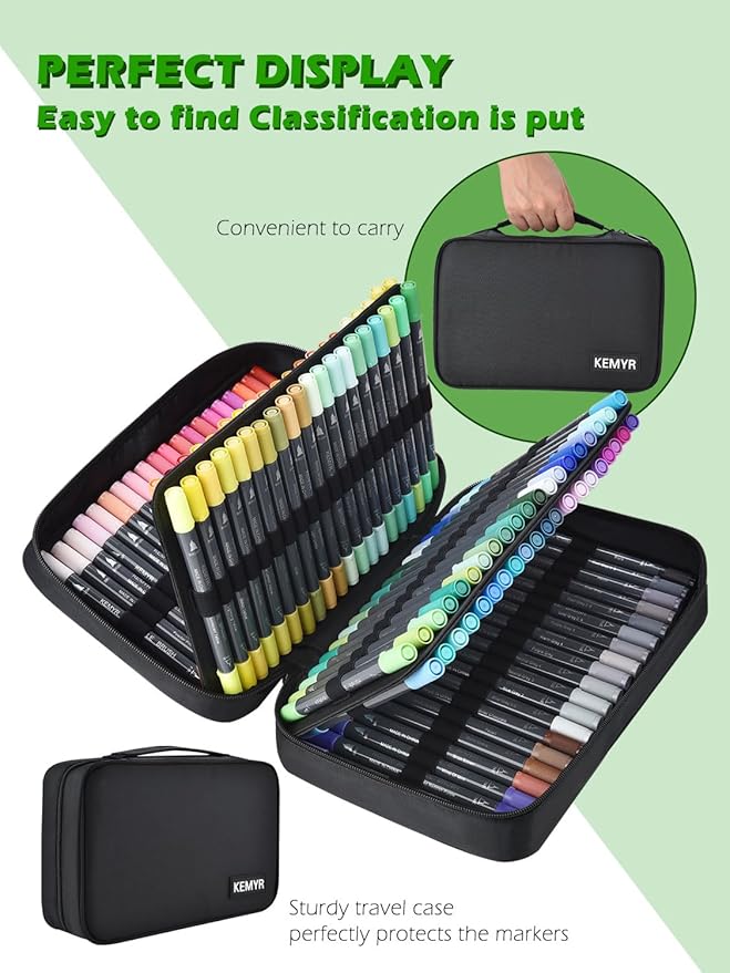 KEMYR Markers for Adult Coloring Books: 120 Color Dual Tip Fine & Brush Pens Water-Based Coloring Marker for Adults Drawing Sketching Bullet Journal Writing Lettering No bleeding