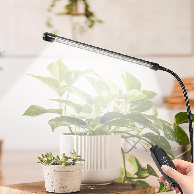 LED Grow Lights for Indoor Plants,6000K Clip Plant Light with White Red LED | Grow Light Strips for Seed Starting,9 Dimmable Levels,3 Lighting Mode,Auto ON Off with 3/9/12H Timer,Full Spectrum Plant Lamp