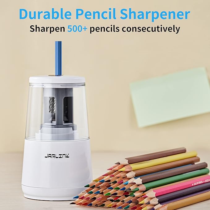 JARLINK 2 Pack Electric Pencil Sharpener, Heavy-Duty Helical Blade to Fast Sharpen, Auto Stop for No.2/Colored Pencils(6-8mm), USB/Battery Operated in School Classroom/Office/Home