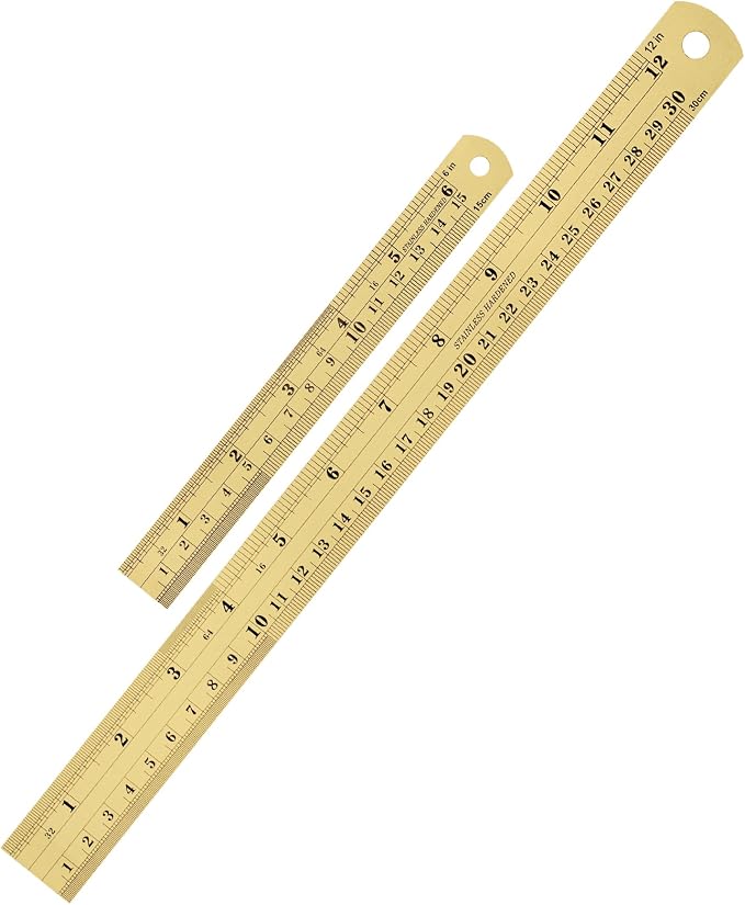 Mr. Pen- Metal Straight Edge Ruler, 2 Pack, 6" and 12", Gold