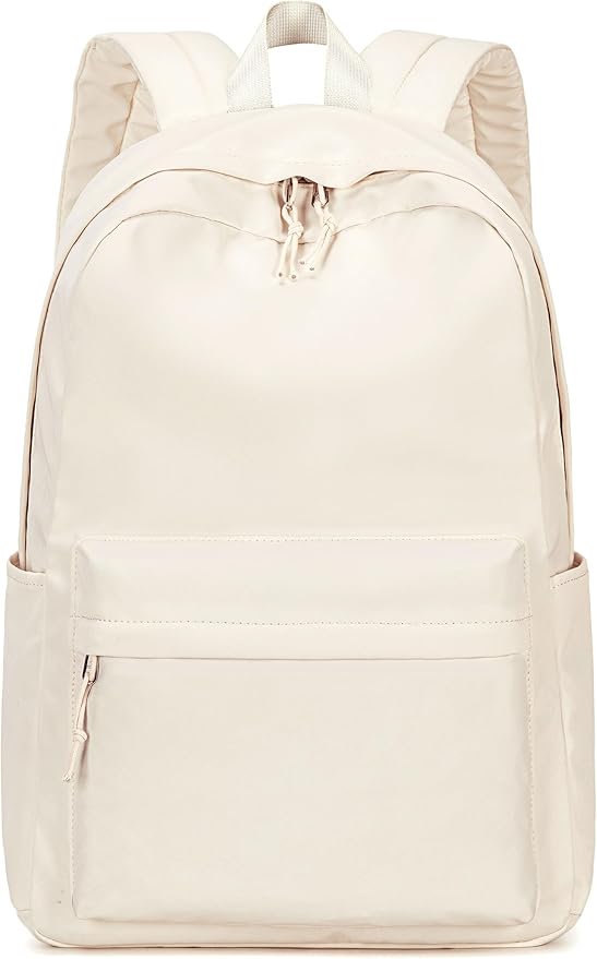 Bluboon School Backpack for Teen Girls Women Laptop Backpack College Bookbags Middle School Travel Work Commuter Back Pack(Solid Beige)