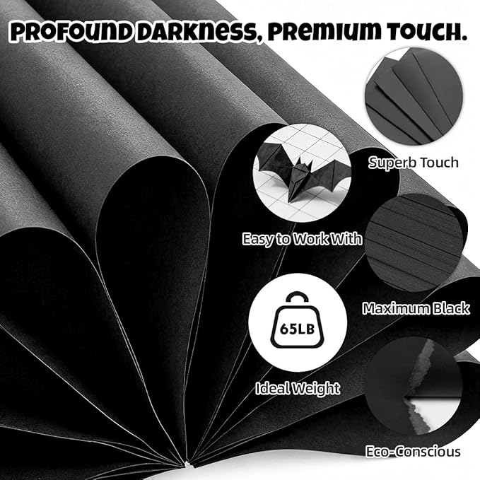 100 Sheets 8.5 x 11 Colored Cardstock,Assorted Colored Cardstock 50 Colors 230GSM/85LB Multicolor Construction Paper for DIY Crafts,School Supplies,Party Decorations (Black 100Pcs)