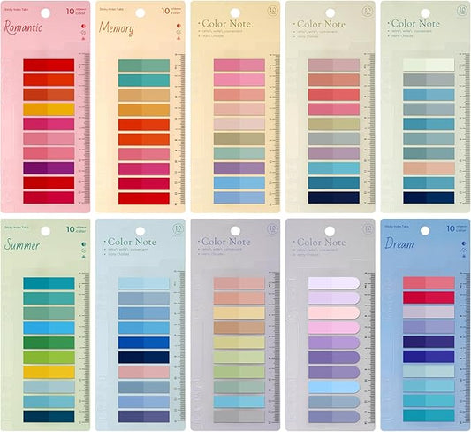 JIANTA Book Tabs for Annotating, 2000Pcs Sticky Tabs with Ruler, Transparent Sticky Notes for Binders, Page Markers for Notebooks, Multi-Colored Writable and Repositionable Book Flags Strip Index Tabs