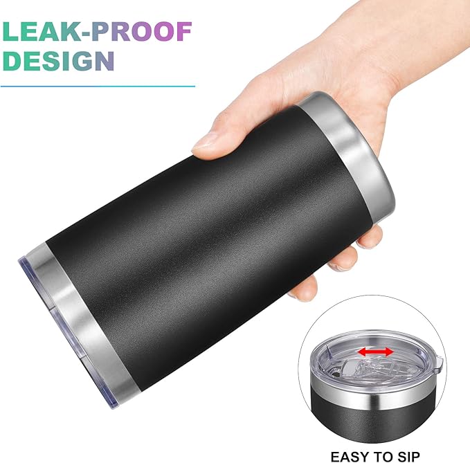 VEGOND 20oz Tumbler with Lid and Straw Stainless Steel Tumbler Cup Vacuum Insulated Double Wall Travel Coffee Mug Powder Coated Coffee Cup, Black, 1 Pack
