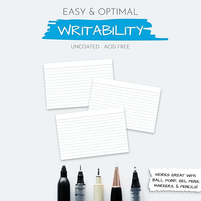 Home Advantage 4x6 Ruled Index Cards - Our 50 Pack of Lined Notecards Use Heavy Duty Cardstock to Make Them Bleed Proof – These Line Ruled Index Cards Make Perfect Flashcards & Note Cards