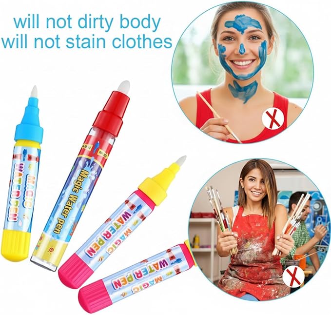 Outus 12 Pcs Water Drawing Doodle Pens, Replacement Water Markers Pens for Book Doodle Mat