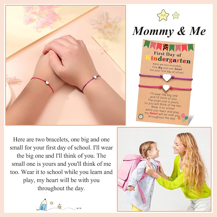 UNGENT THEM Big & Small Heart Bracelets Back to School Gifts for Girls
