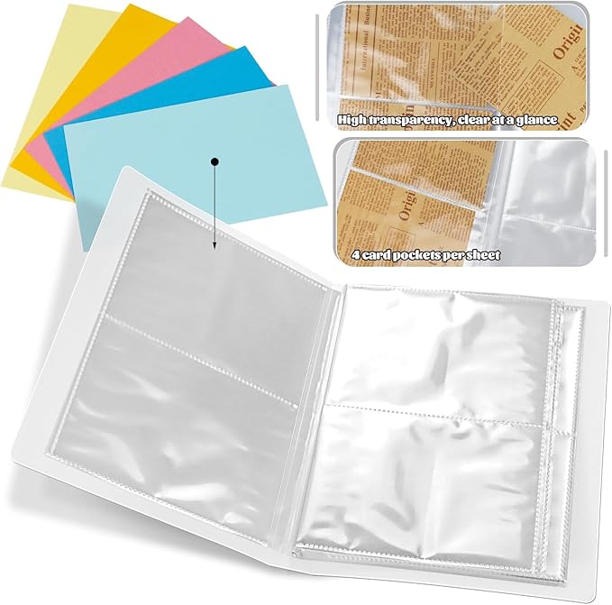 Bercoor 3 Pack 3 x 5 Index Cards Holders, Holds 240 Pieces Cards, Organizer Pouches Book Binder for Note, Study and Recipe