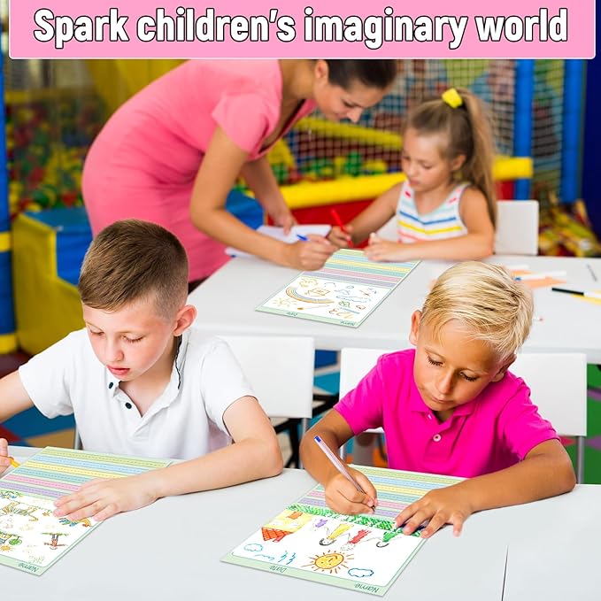 gisgfim 1 Pack Write Beginner Paper 100 Sheets Kindergarten Writing Paper for Kids Story Bulk Primary Notebook Back to School with Picture Space and Lines 8.5" x 11" for Handwriting Practice Creating
