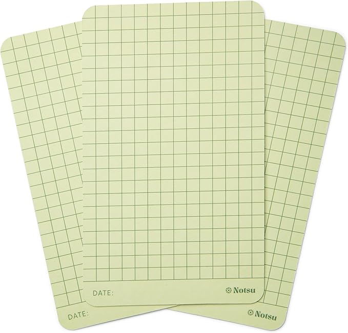 Notsu Graph Grid Colored Note Cards 3x5 inch, 40 ct | Graphing Vertical Color Index Cards with Rounded Corners, Premium Thick Paper 350 gsm (Moss)