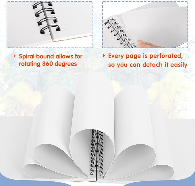 FIXSMITH 5.5"X8.5" Sketch Book | 80 Sheets (68 lb/100gsm) Sketchbook | Top Spiral Bound Artist Sketch Pad | Acid Free Drawing Pad | Ideal for Kids, Beginners, Artists & Painters | Bright White