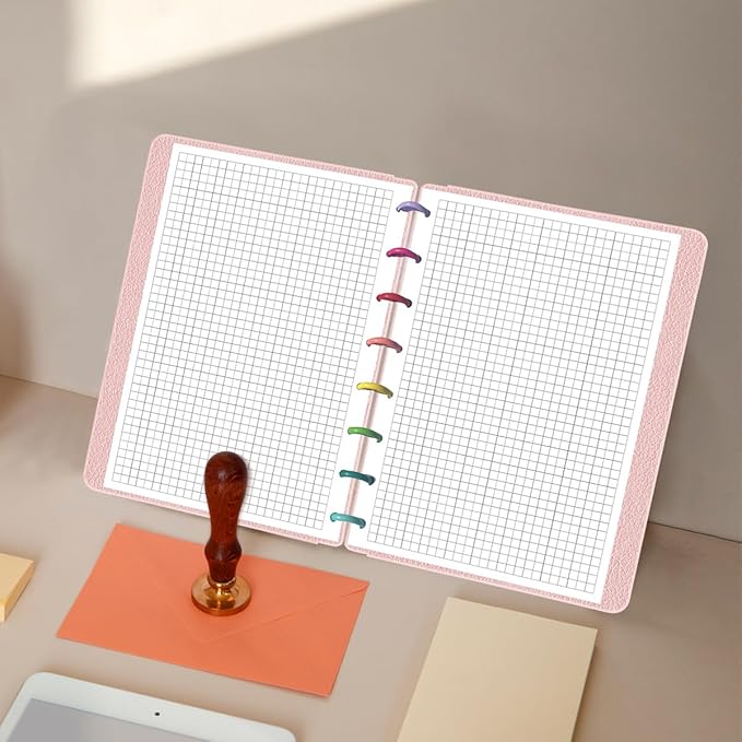 A5 TUL Discbound Grid Refill Paper, 8-Disc Discbound Graph Paper, 100Sheets / 200Pages Loose-Leaf Grid Paper, 100gsm White Paper, 5.8 x 8.3 in