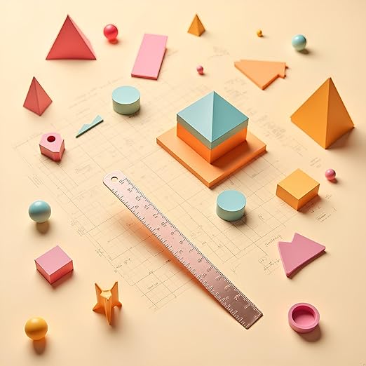 Rose Gold Metal Ruler - Brass Multi-Functional Drafting Tool for Math and Geometry | Precision Measuring Ruler with Bookmark Design,Drafting Kits, Office Stationery Gift