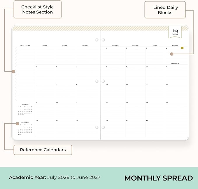 Blue Sky Day Designer 2026-2027 Monthly Academic Year Planner Calendar, July 2026 - June 2027, 8.5" x 11", Flexible Cover, Stapled Binding, Secret Garden Mint