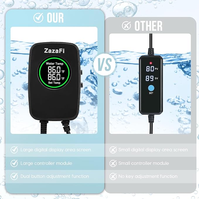 Aquarium Heater 500W, Fish Tank Heater with High-Temperature Protection and Turtle Tank Heater with Automatic Power-Off When Leaving Seawater or Freshwater.