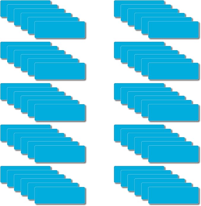 IMAGAME Magnetic Dry Erase Magnets Labels 3x1 inches, Reusable Name Tags, Organizing Schedules in Office/Classroom. Work on Fridge/White Board (Cyan 60Pcs)