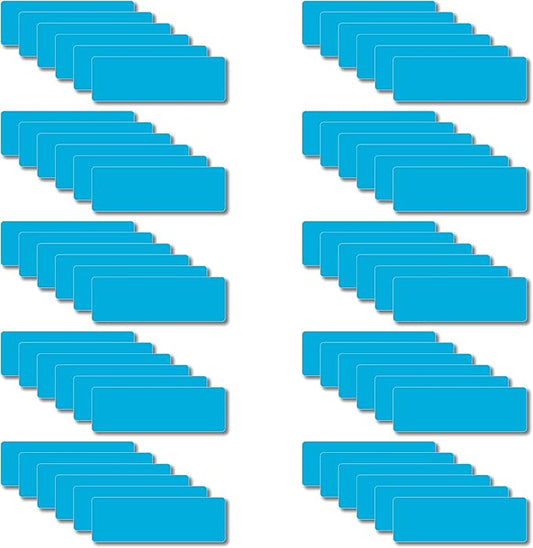 IMAGAME Magnetic Dry Erase Magnets Labels 3x1 inches, Reusable Name Tags, Organizing Schedules in Office/Classroom. Work on Fridge/White Board (Cyan 60Pcs)